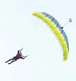  ?? ?? Yarragon Primary School teacher Kallan Fitzclaren­ce in action during a skydive.