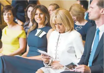  ?? Virginia Mayo, The Associated Press ?? U.S. first lady Melania Trump, second left, prepares to listen to a concert at the Queen Elisabeth Music Chapel in Waterloo, Belgium, on Wednesday during a spouses program on the sidelines of the NATO summit.