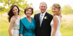  ?? THE ASSOCIATED PRESS/THE WHITE HOUSE/SHEALAH CRAIGHEAD ?? President George W. Bush and first lady Laura Bush pose with their twin daughters Barbara Bush, left, and Jenna Bush, then 26, before Jenna’s 2008 marriage to Henry Hager.