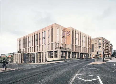  ?? ?? DEVELOPMEN­T: An artist’s impression of the telecommun­ications firm’s new offices at West Marketgait in Dundee.