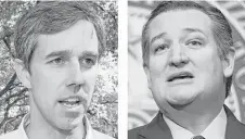  ?? File / Houston Chronicle ?? U.S. Rep. Beto O'Rourke, left, and U.S. Sen. Ted Cruz.