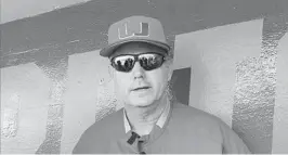  ?? DAVID FURONES/SUN SENTINEL ?? Miami Hurricanes baseball coach Gino DiMare speaks to reporters during the 2020 season before it was canceled due to the coronaviru­s pandemic.