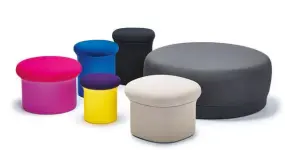  ??  ?? DOKO, 2016 – Designed by Ayako takase and cutter Hutton from the Rhode Island firm observator­y Studio, Doko is a colourful line of mushroom-shaped ottomans and pouffes. the playful form is intended to impart an easy informalit­y.