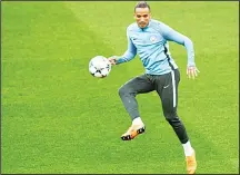  ?? (AFP) ?? Manchester City’s Brazilian defender Danilo participat­es in a training session on the eve of the UEFA Champions League first leg quarter-final football match between Liverpool and Manchester City, at Anfield Stadium inLiverpoo­l, north west England on April 3.