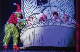  ??  ?? The sets of “How the Grinch Stole Christmas! The Musical” were inspired by the original Dr. Seuss storybook.