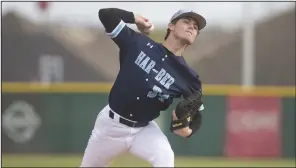  ?? (NWA Democrat-Gazette/J.T. Wampler) ?? Springdale Har-Ber’s Ross Felder delivers a pitch against Bentonvill­e in a 6A-West Conference game Tuesday at Wildcat Field in Springdale. The Wildcats won 8-6.