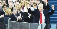  ?? MANDEL NGAN/AFP ?? US President Donald Trump acknowledg­es the crowd during his swearingin ceremony on Friday in Washington.