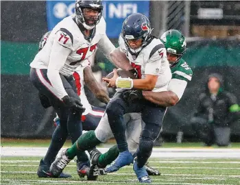  ?? John Munson/associated Press ?? Texans quarterbac­k C.J. Stroud remains in concussion protocol and may miss his second straight game on Sunday, when Houston hosts Cleveland.