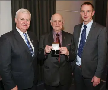  ??  ?? GAA President Aogán Ó Fearghail, Jackie Napier and Wicklow County Chairman Martin Fitzgerald at the GAA President’s Awards in Croke Park on Friday night. Photo: Dave Barrett.