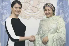  ??  ?? 0 Marlène Schiappa, France’s minister for women’s rights, left, with UN Deputy Secretary-general Amina Mohammed