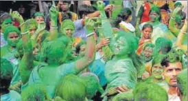  ?? PTI PHOTO ?? TMC supporters celebrate the party's win in Nadia district of West Bengal on Thursday.