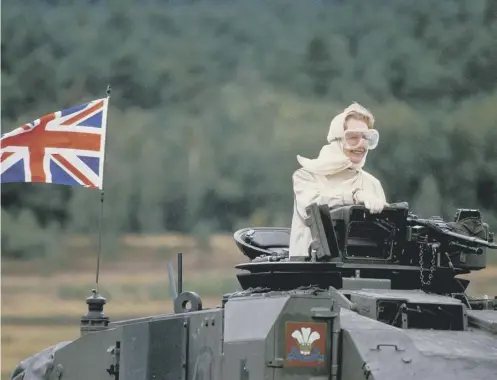  ??  ?? 0 Margaret Thatcher in a Challenger tank on a Nato training ground in Germany 1987