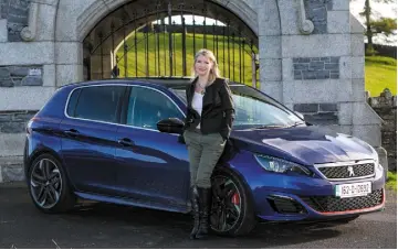  ??  ?? DISTINCTIV­E: Geraldine Herbert with the 308 GTi. Photo: Kyran O’Brien