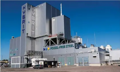  ?? ?? The Hybrit facility in Luleå, Sweden, which uses hydrogen rather than fossil fuels to produce steel. Photograph: Jonathan Nackstrand/AFP/ Getty Images