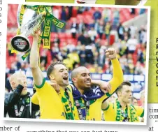  ??  ?? FRESH CHALLENGE: Russell Martin, right, in action for Walsall against Charlton and, inset, celebratin­g promotion to the Premier League in 2015