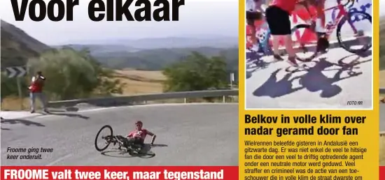  ??  ?? Froome ging twee keer onderuit.