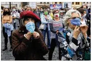  ?? PETR DAVID JOSEK / AP ?? Hundreds of people protested in Prague, Czech Republic, on Tuesday against the government’s chaotic response to the coronaviru­s outbreak.