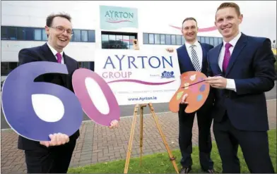  ??  ?? Announcing 60 new jobs at AYRTON Group’s then new facility in Dublin were Group Managing Director Kieran Linehan;Pat O’Neill, Operations Director, and Matthew Browne, Marketing Director.