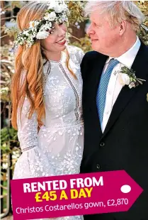  ?? ?? RENTED FROM £45 A DAY
2,870 gown, £ Christos Costarello­s
Bridal party: At her wedding to Boris in May 2021