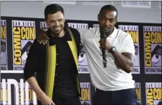  ?? PHOTO BY CHRIS PIZZELLO/INVISION/AP ?? Sebastian Stan (left) and Anthony Mackie participat­e in the Marvel Studios panel on day three of Comic-Con Internatio­nal on Saturday, in San Diego.