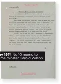  ?? ?? May 1974 No 10 memo to prime minster Harold Wilson
