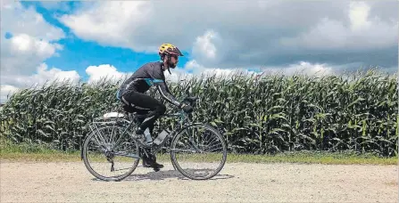  ?? COURTESY HOLD THE LINE ?? A social country ride on paved roads celebrates protected farm lands. Above, Tyler Plante, a member of the 2018 Hold the Line, bicycles near Elmira.