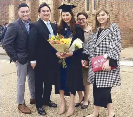  ??  ?? Sab earned her masters degree in Musical Theater at Guildford School of Acting in the UK. With her are her parents Raffy and Marichi Jose and siblings Anton and Bettina.
