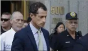  ?? MARK LENNIHAN — ASSOCIATED PRESS ?? Former Congressma­n Anthony Weiner leaves federal court after his sentencing Monday in New York.