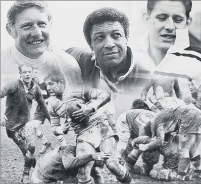  ?? MONTAGE: GRAEME BANDEIRA/PICTURES: HULL FC ?? ONE OF THE GREATS: A montage of some of Hull FC’s collection of photograph­s of their legendary Great Britain starJohnny Whiteley – Clive Sullivan is also pictured. Whiteley is to be inducted into the Rugby Football League’s Hall of Fame.