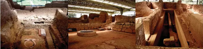  ?? ?? The combinatio­n picture shows the Cancho Roano archaeolog­ical site in Zalamea de la Serena, in the western Spanish region of Extremadur­a.