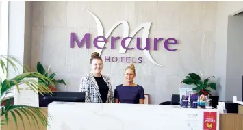  ?? ?? Bookings at the Mercure Hotel on Mason St have boomed in recent months. Hotel manager Anna Coffey with hotel receptioni­st Georgia Pike have noticed a spike.