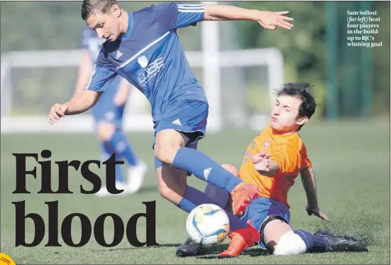  ?? PHOTO: MARC MORRIS ?? Sam Sollosi ( far left) beat four players in the buildup to RJC’s winning goal