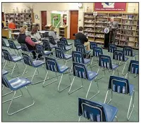  ?? Arkansas Democrat-Gazette/JOHN SYKES JR. ?? The Little Rock School District’s “Community Blueprint” will be presented to the district’s Community Advisory Board at its meeting Thursday, District Superinten­dent Mike Poore said Tuesday in unveiling the plan during a news conference at the McClellan High School Media Center on Geyer Springs Road.