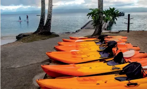  ??  ?? Kayaks at Jean-Michel Cousteau Resort on the island of Vanua Levu.