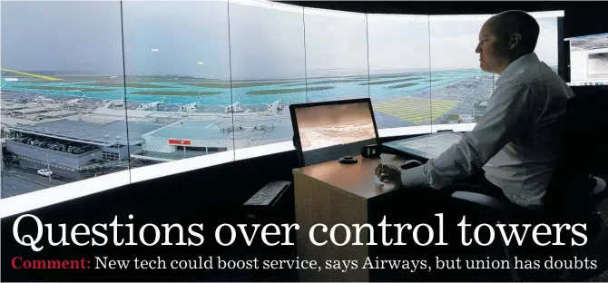  ?? Photo / Doug Sherring ?? A prototype digital control tower, on show at Auckland Airport.