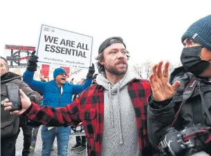  ?? NATHAN DENETTE THE CANADIAN PRESS FILE PHOTO ?? The terms of Adam Skelly’s bail included that he not operate any business unless it complied with provincial regulation­s and public health orders, as well as stay off social media.