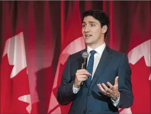  ?? CP PHOTO TIJANA MARTIN ?? Prime Minister Justin Trudeau address attendees at the Liberal fundraisin­g event at the Delta Hotel in Toronto on Thursday.