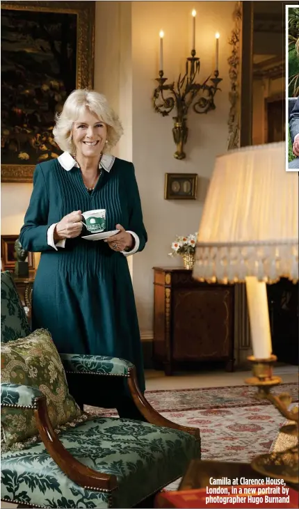  ??  ?? Camilla at Clarence House, London, in a new portrait by photograph­er Hugo Burnand