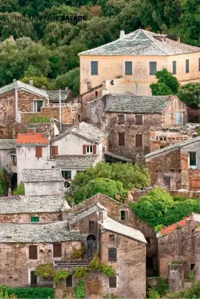  ??  ?? Fièrement retranché sur les hauteurs de Centuri, le hameau d’Ersa se distingue par ses venelles resserrées, encadrées d’austères bâtisses en pierre. Un émerveille­ment total pour le regard, qui cherche une échappée vers le bleu vif de la mer, en contrebas.