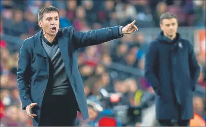  ?? FOTO: EFE ?? Asier Garitano, el pasado domingo en el Camp Nou El técnico vasco ve al Barça capaz de reaccionar en los próximos meses