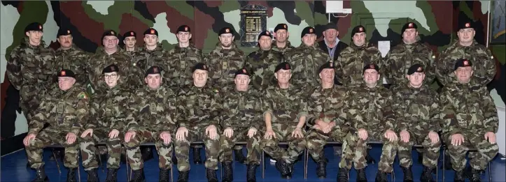  ??  ?? Members of E Coy 3rd Battalion at the standing down ceremony for Sergeant Frank Murphy at the Military Barracks, Barrack Street.