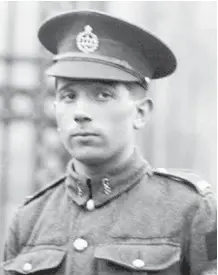  ??  ?? Cpl. Colin Fraser Barron was one of nine Canadians awarded the Victoria Cross, the British Empire’s highest medal for bravery, for his efforts in Belgium during the First World War in 1917.