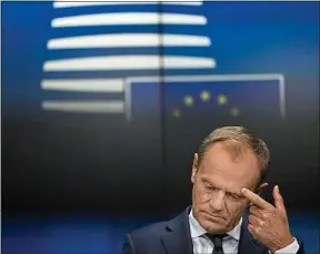  ??  ?? Donald Tusk a reconnu que l’absence d’accord était «plus probable que jamais».