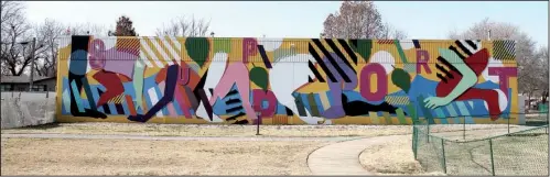  ?? Arkansas Democrat-Gazette/CHEREE FRANCO ?? Maser painted a mural at The Jones Center, a sports and educationa­l facility in Springdale, to promote the Spring Creek Arts Associatio­n.