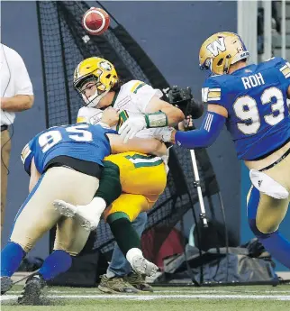  ?? JOHN WOODS/THE CANADIAN PRESS ?? Broadcaste­r TSN will be unveiling its revamped Thursday night package as the CFL season kicks off this week with the Edmonton Eskimos in Winnipeg to take on the Blue Bombers.