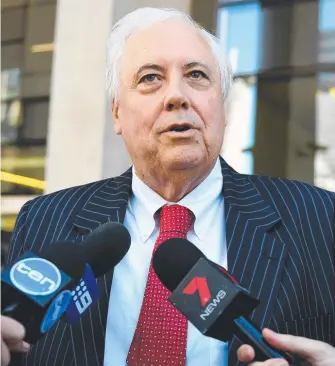  ??  ?? Clive Palmer faces having all his assets frozen after an applicatio­n by liquidator­s.