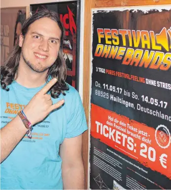  ?? FOTO: PR ?? David Lüke will sein eigenes Festival auf die Beine stellen. Das Besondere: Es geht nicht um die Bands, sondern nur um die Atmosphäre auf dem Campingpla­tz.