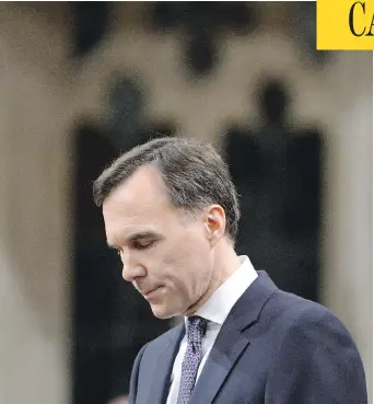  ?? ADRIAN WYLD / THE CANADIAN PRESS ?? Finance Minister Bill Morneau plainly believes he should be congratula­ted for his later efforts at damage control, writes the Post’s Andrew Coyne.