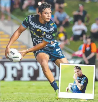  ?? Picture: AAP ?? HEAVY TOLL: Injured Cowboys Te Maire Martin and (inset) Ben Hampton.