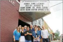  ?? PROVIDED BY SHADOWLAND STAGES ?? The cast and crew of the Shadowland Stages production of ‘Bang Bang!’ stand in front the Ellenville theater. From left are Olivia Gemelli, Shadowland production stage manager; Brendan Burke, producing artistic director of Shadowland; actor Kathy McCafferty; actor Paul Murphy; actor Sean Astin; John Cleese, the playwright of ‘Bang Bang!’; James Glossman, the director of ‘Bang Bang!’; actor Julia Register; actor Ed Rosini; and actor Scott Shepherd. “Bang Bang” opens its month-long run at the historic theater at 8 p.m. Saturday.